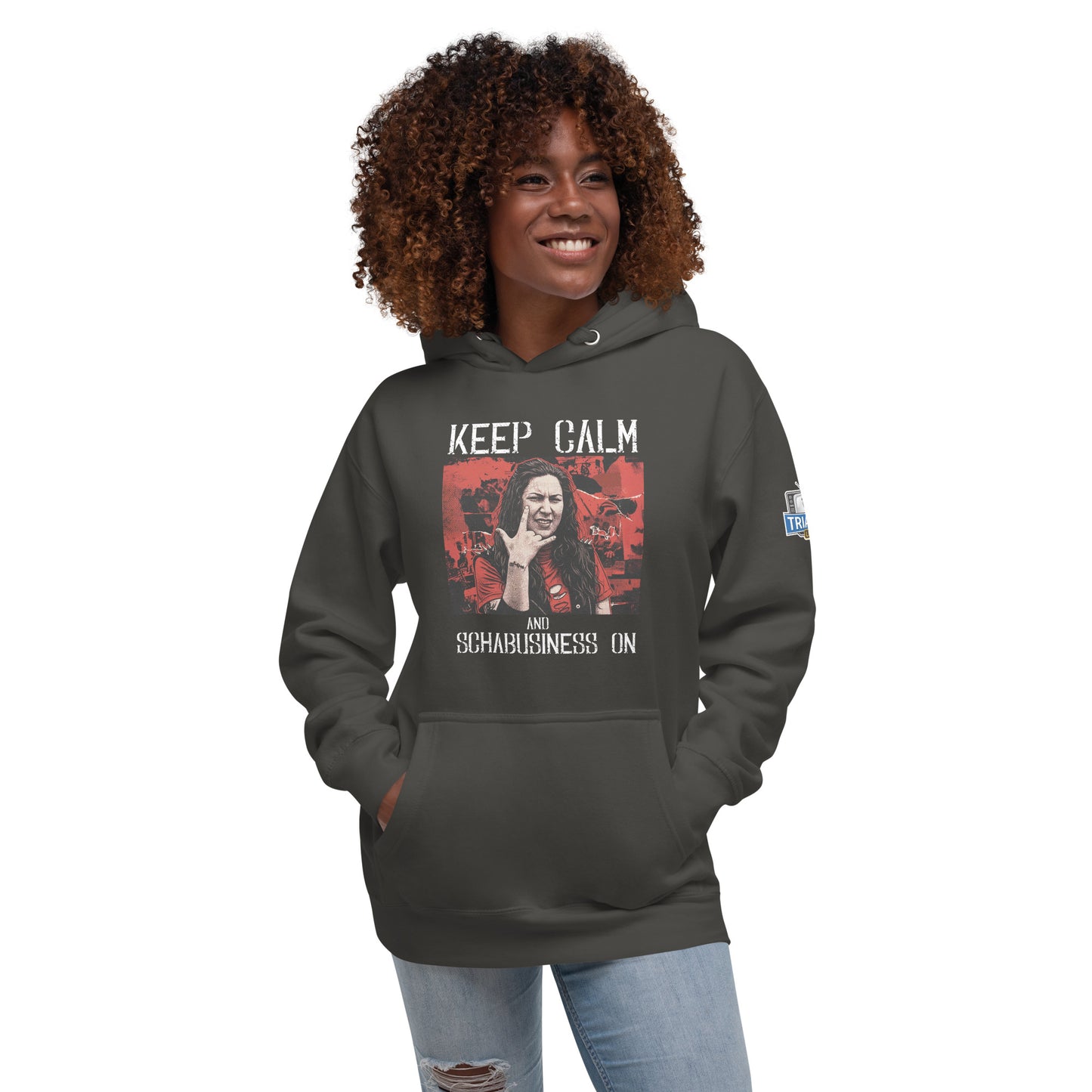 Keep Calm and Schabusiness On Hoodie - White Text