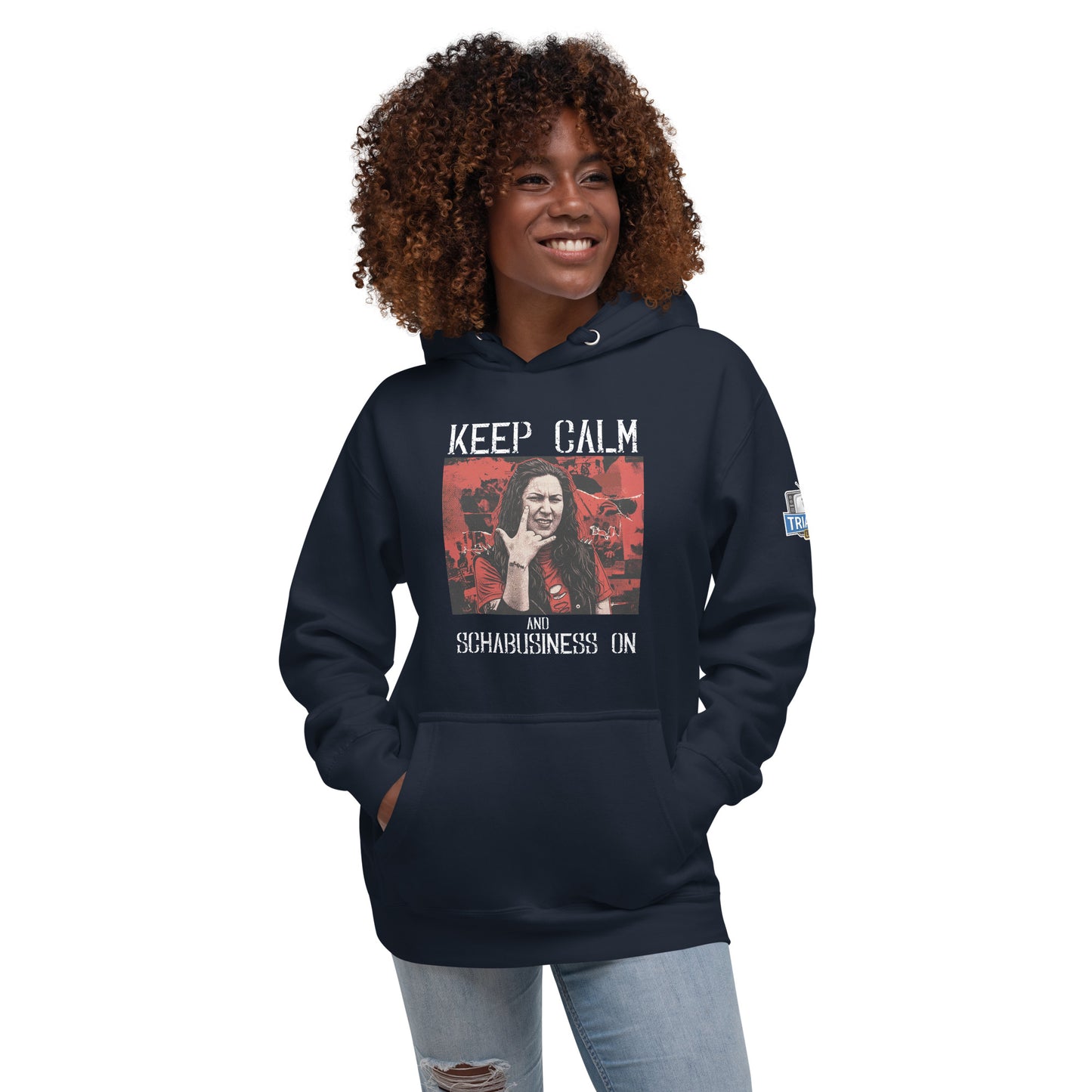 Keep Calm and Schabusiness On Hoodie - White Text
